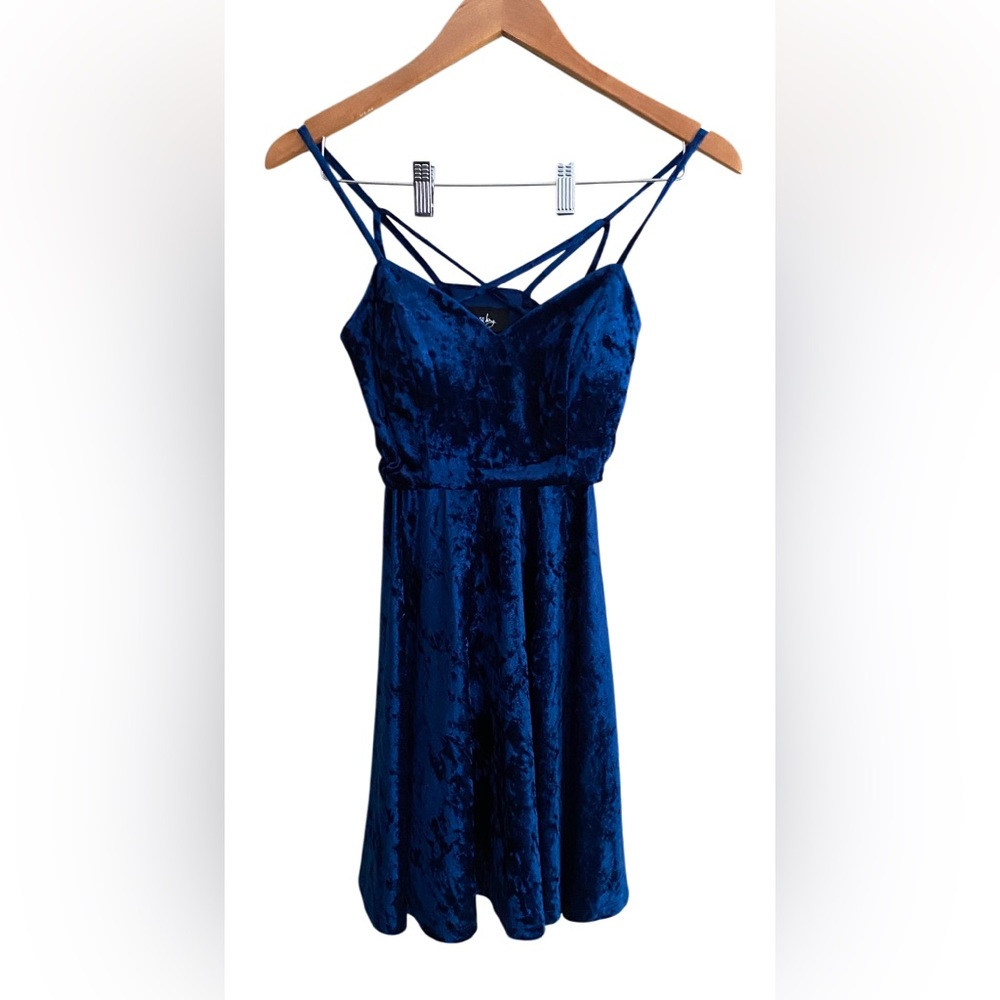 By & By: Blue Velvet Mini Swing Dress
